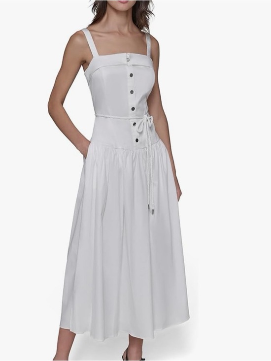 Karl Lagerfeld Dresses & Skirts - NWT KARL LAGERFELD sz14 Women's White Cotton Rope Belt Sleeveless Maxi Dress…